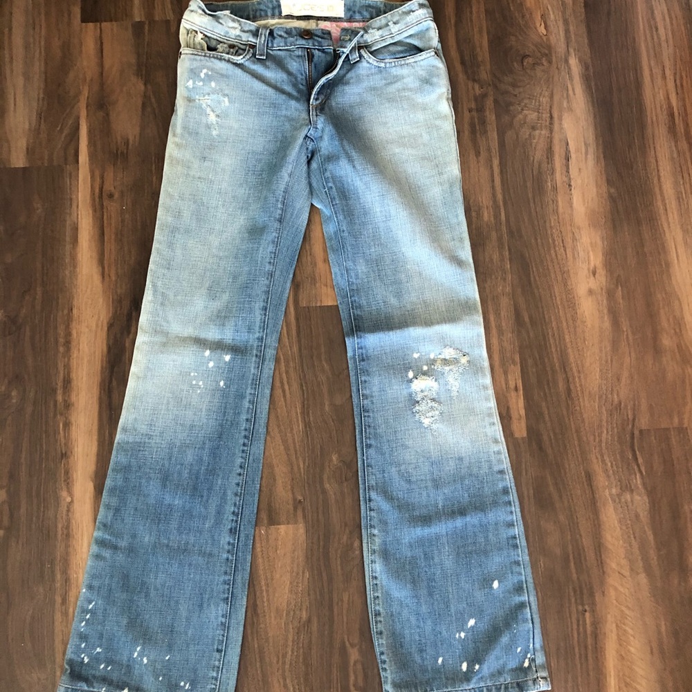 Distressed Joes Jeans with a slight flair